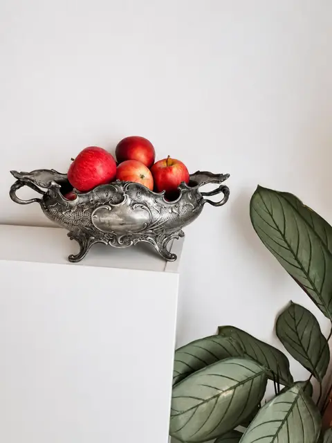 Vintage Ornate Metal Centerpiece Bowl