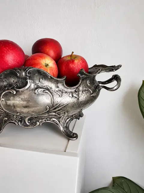 Vintage Ornate Metal Centerpiece Bowl