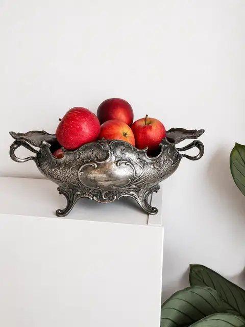 Vintage Ornate Metal Centerpiece Bowl