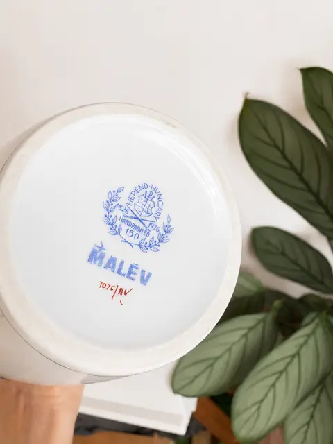 Vintage Herend Hungary "Malév" Hand-Painted Porcelain Vase | 1826–1976 Anniversary Edition