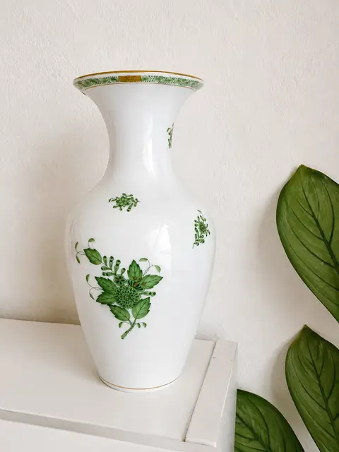 Vintage Herend Hungary "Malév" Hand-Painted Porcelain Vase | 1826–1976 Anniversary Edition